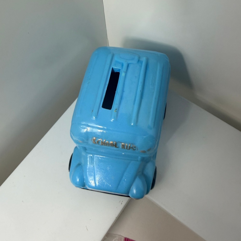 Peanuts School Bus Ceramic Coin Bank Blue Vtg Style Snoopy Charlie Brown Gang - Picture 5 of 7